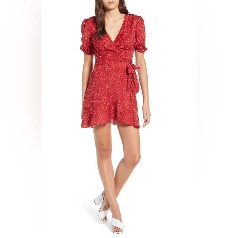 The Fifth Label red and White polka‎ dot Wrap Mini dress Size Small
